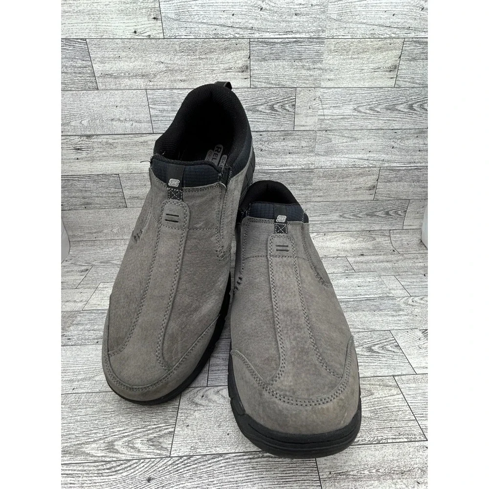 Skechers Men Relaxed Fit Memory Foam Slip On Leather Loafers Gray 51292 Size 14